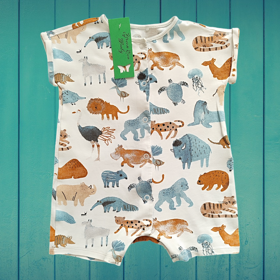 Safari Animal Romper - Soft Cotton