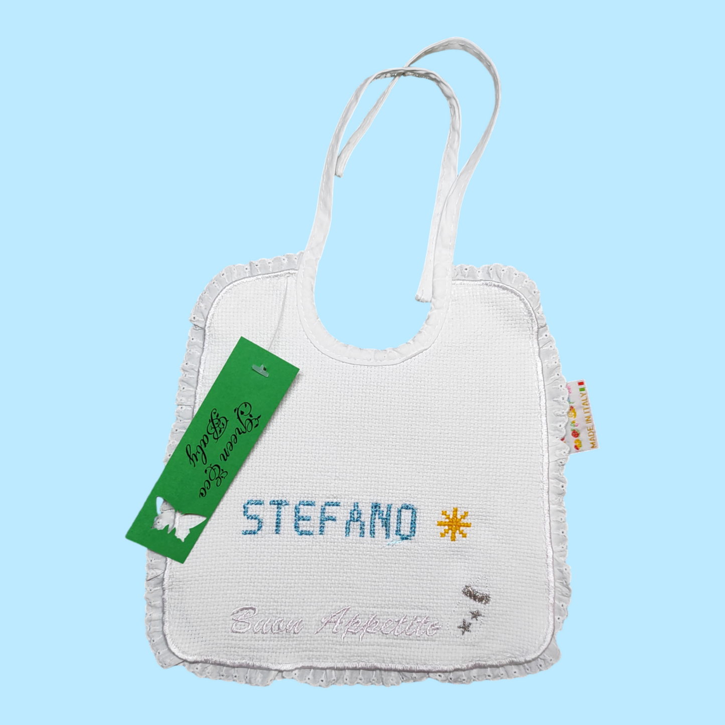 Embroidered Bib "Stefano" - Made in Italy