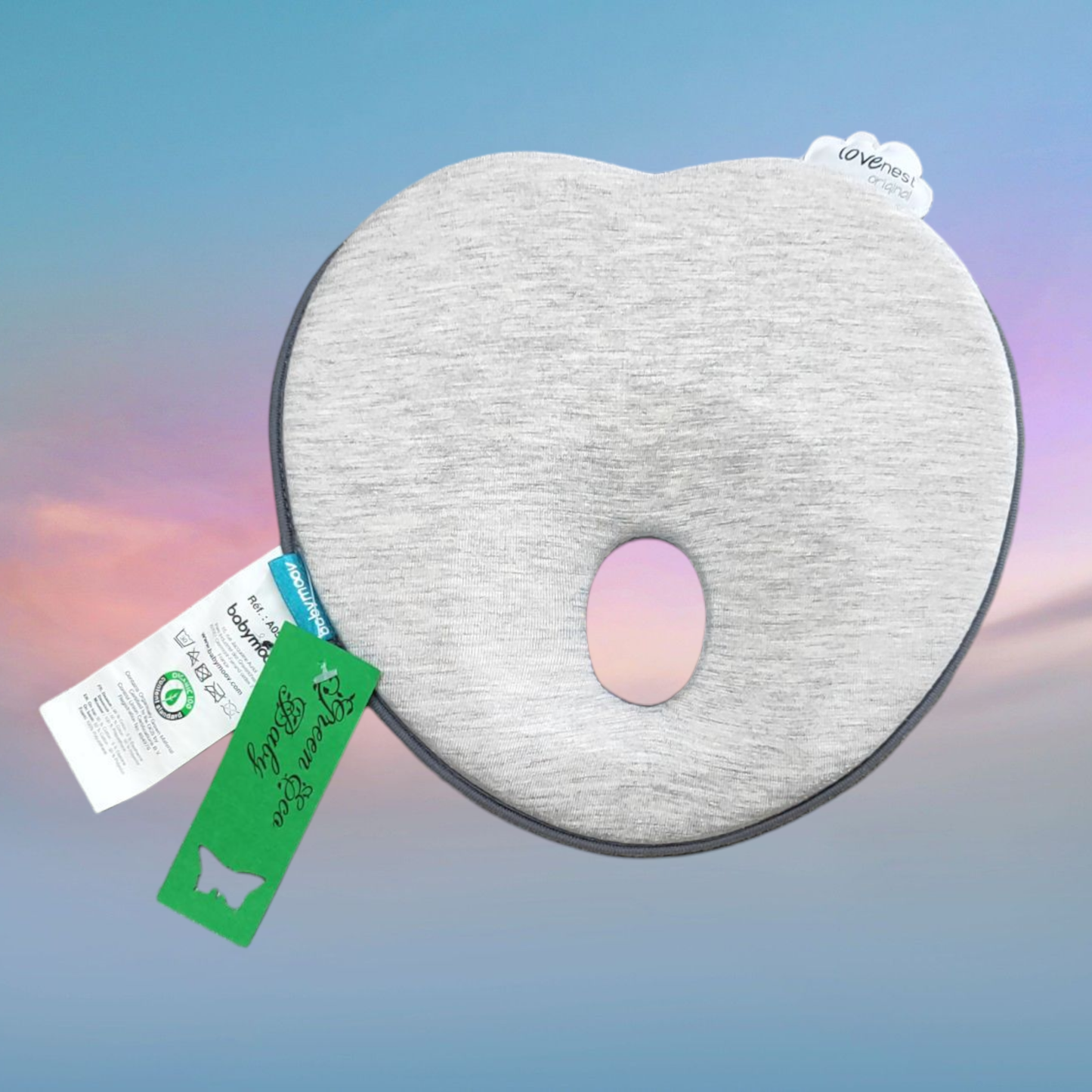 Babymoov Lovenest Original Smokey supporto testa morfologico, in cotone bio, fabbricato in Europa