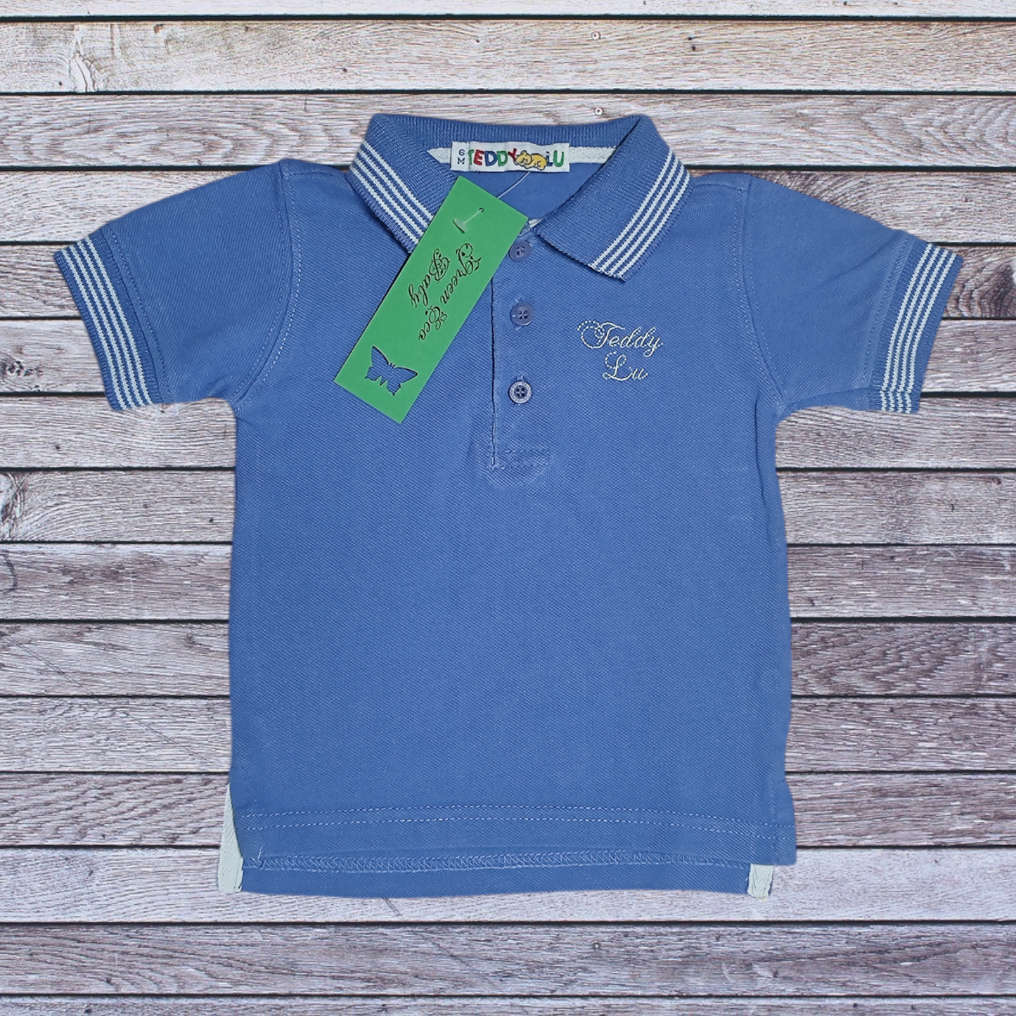 Blue Short Sleeve Cotton T-Shirt - Teddylu