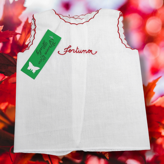 Gilet cerimonia battesimo ricamato "Fortuna"